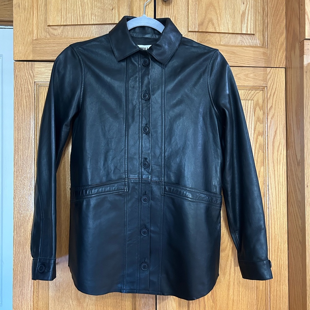 NWT Sezane Black Leather Will Jacket XS - Picture 2 of 5